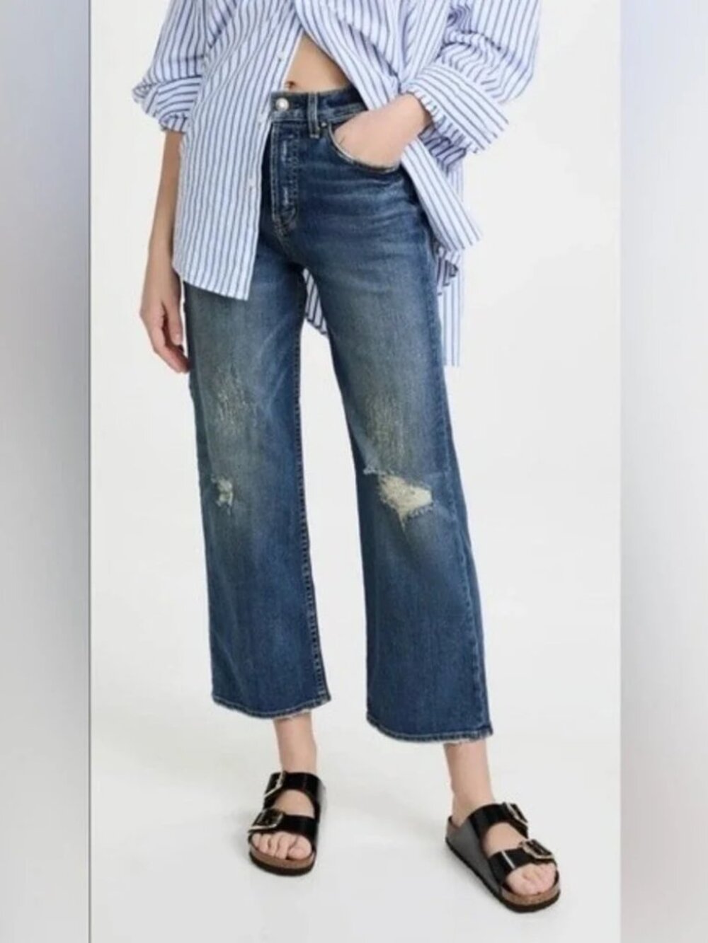 Womens Nili Lotan Blue (Item-36) Button-Fly Classic Wash Violette Denim Jeans 26